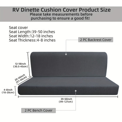 RV Dinette Cushion Covers 4 Piece Set Stretch Jacquard Slipcovers for Booth Seats Machine Washable Anti-Pet Hair Dustproof RV Camper Van