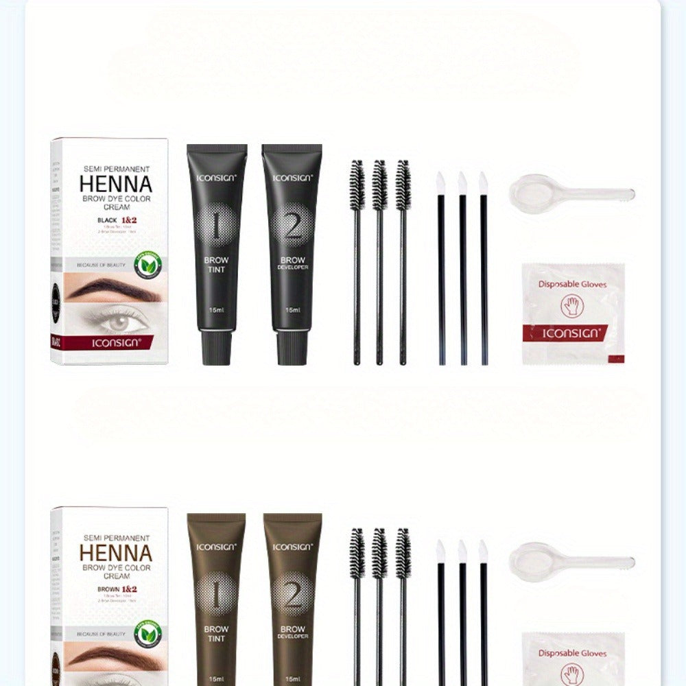 3D Brow Perm & Color Kit 2-in-1 – Sweatproof Long-Lasting Natural Fluffy Eyebrow Makeup with Applicator Brush & Disposable Clips