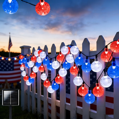 String Lights, 100-LED Solar Crystal Ball Fairy Lights with Eight Modes, 39-Foot Length and Four Colors