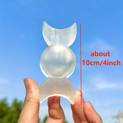 Natural Selenite Triple Charging Dish Crystal Charging Plate for Crystals and Stones for Entryways, Bedrooms and Living Spaces