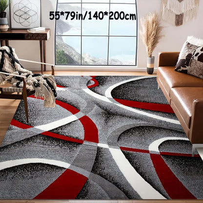 Area Rug Abstract Flag-Inspired Geometric Print in Four Machine-Washable Room Size Options