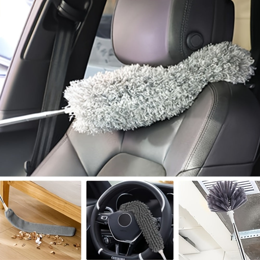Microfiber Duster Kit with 100 Inch Extension Pole Extendable Bendable Feather Duster for Entryways, Bedrooms and Living Spaces