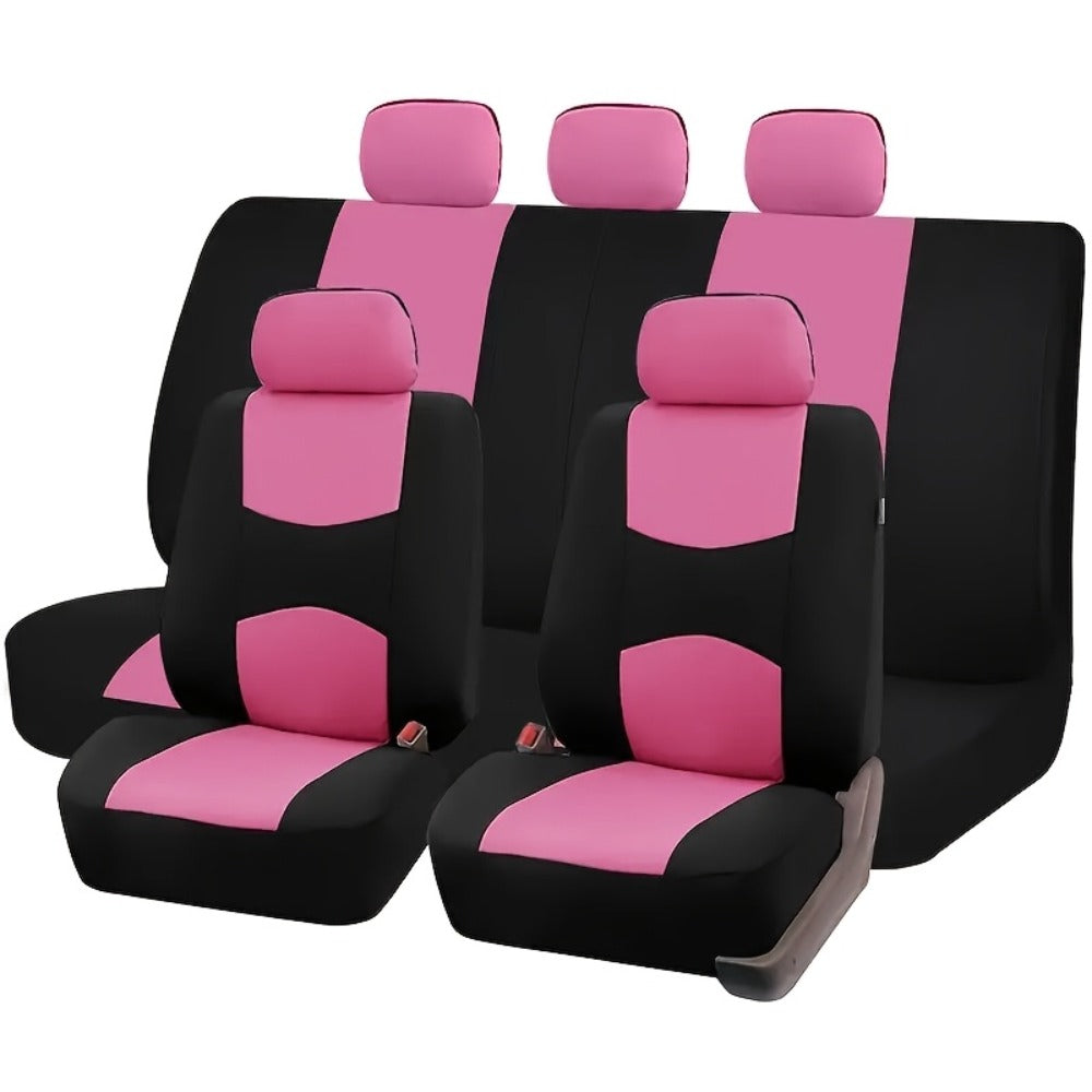 Car Seat Covers 5-Seat Breathable Knit Polyester Set with Front and Rear Pieces in Sixteen Colors