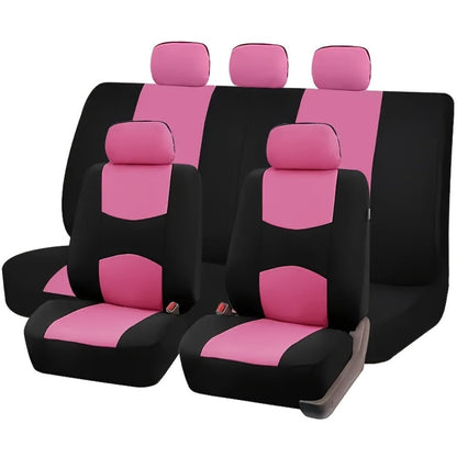 Car Seat Covers 5-Seat Breathable Knit Polyester Set with Front and Rear Pieces in Sixteen Colors