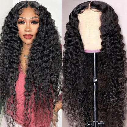 Jerry Curl Human-Hair Lace Closure Wig in Black with 14, 16, 18, 20 or 24-Inch Length Options