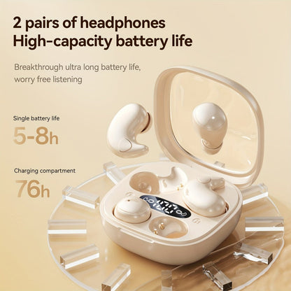 Invisible Two-Pair Sleep Earbud Set with Digital Charging Cases in Purple or Beige for Side-Sleep Listening
