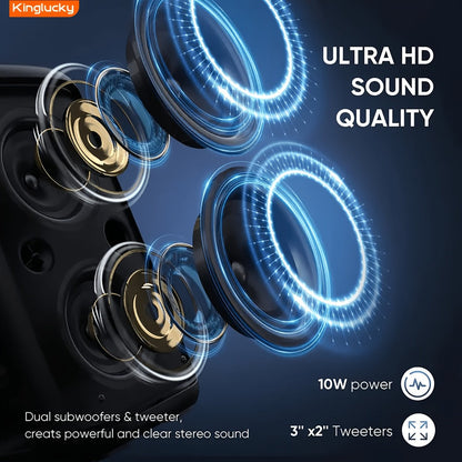 Portable Bluetooth Speaker Kinglucky Karaoke Model with 5.2 Wireless, RGB Lights, Included Mic, USB, TF and FM