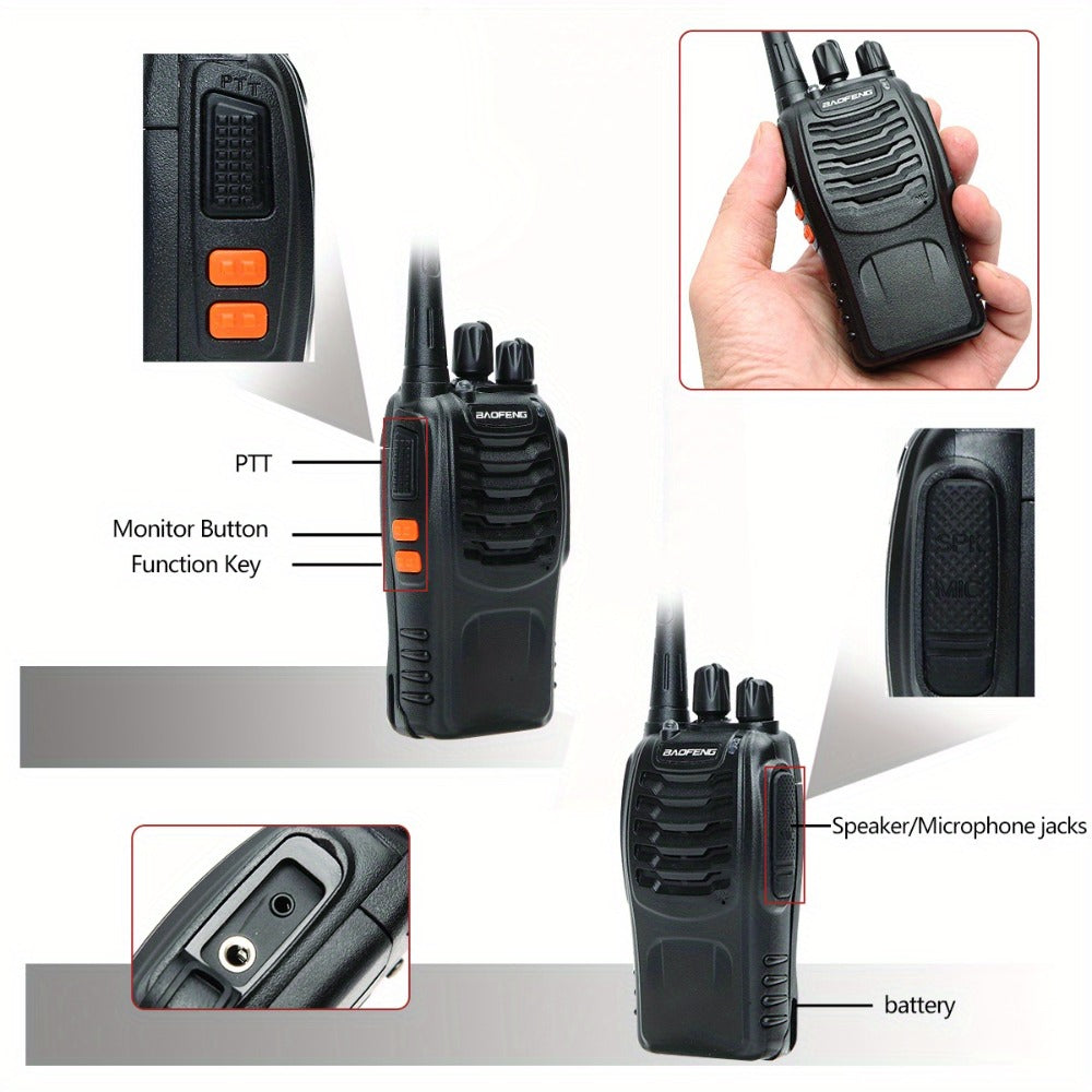 Baofeng BF-888S Walkie Talkie 2-Pack – Long Range UHF Two Way Radio, Wireless Frequency Copy, Portable Ham Radio for Hunting, Hiking