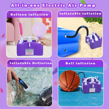 Electric Balloon Pump 3-in-1 Triple Inflating Ports | Fast Air Inflator Deflator for Latex Foil 260Q Balloons Swimming Rings Air Mattress |
