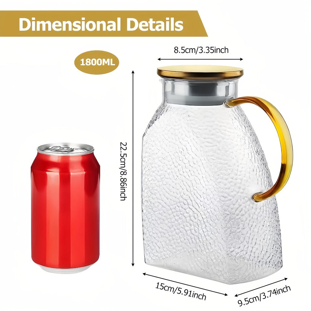Glass Water Bottle Kettle Set – Heat-Resistant Large Capacity Fridge Door Storage with Cleaning Brush & Long Spoon – Perfect for Iced Tea