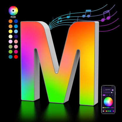 LED Letter Lights Music Sync – Colorful Flashing Marquee Alphabet Lights for Room Decor, Party, Bedroom, Festival & Camping