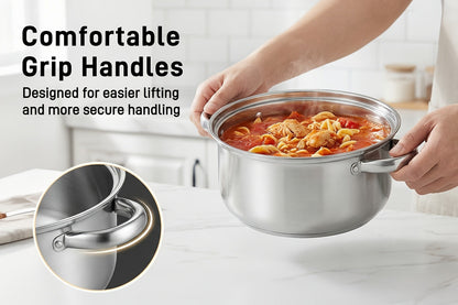 Stainless Steel Soup Pot Apple Pot Heat Resistant Handles Versatile Cookware for Boiling for Home Cooking, Dining and Outdoor Meals