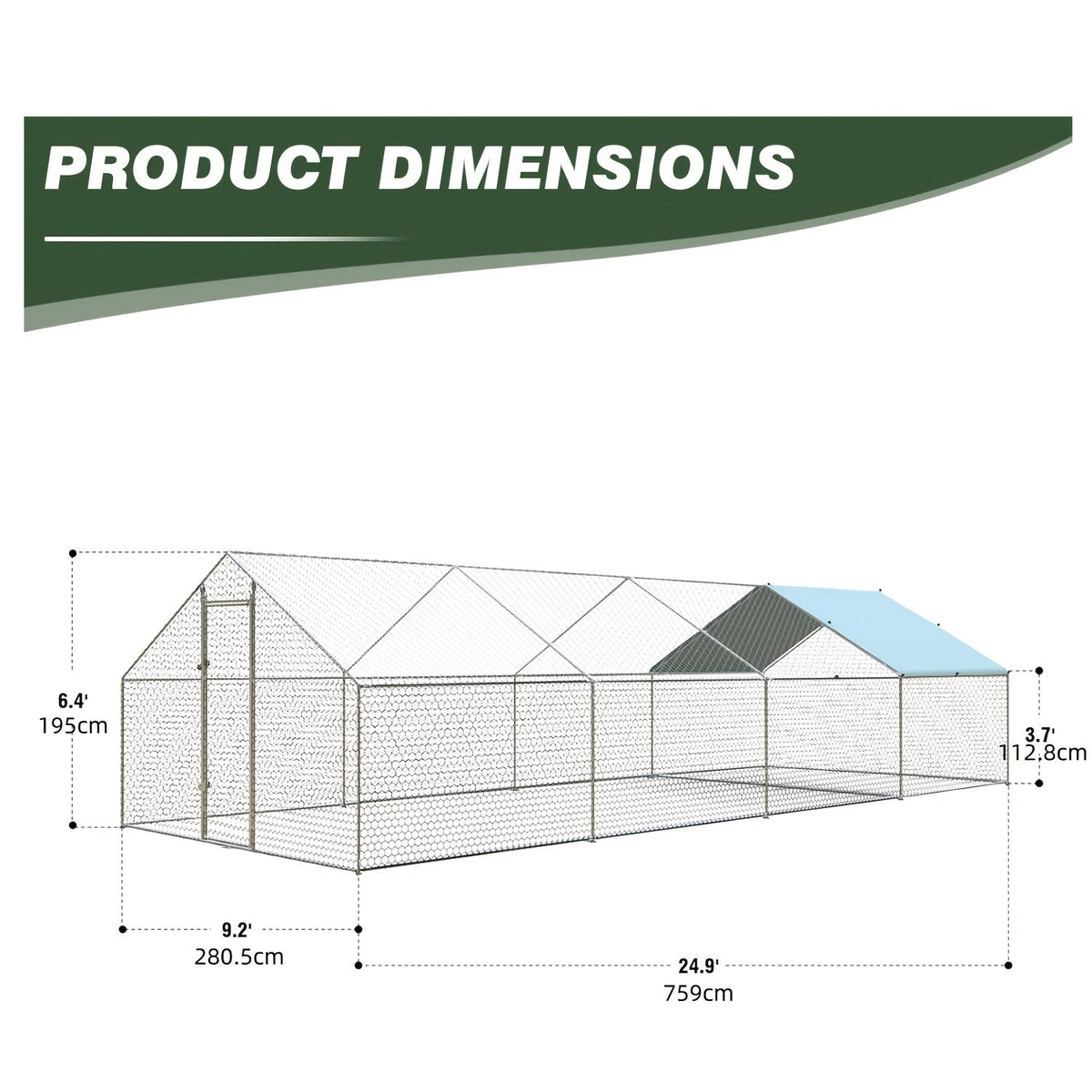 Metal Chicken Run Walk-in Poultry Enclosure with UV Protection - Dome Flat & Spire Roof Styles