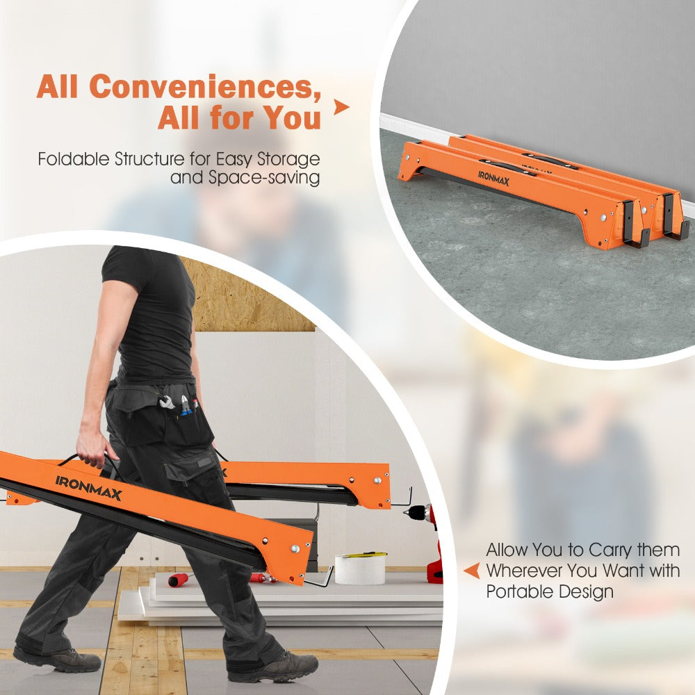 IRONMAX Folding Sawhorse 2 Pack Portable Collapsible Work Support Horses with Metal Frame Anti-Slip Pads