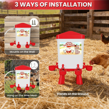 Chicken Waterer, Float Valve Hose Connect Continuous Auto Chick Duck for Garden, Patio and Yard Use