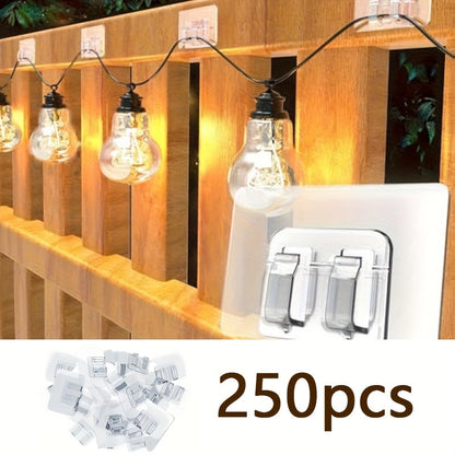 Adhesive Hooks for Outdoor String Lights - No-Damage Clips for Christmas Patio Garden Balcony Decor (40/80/160/250/400pcs)