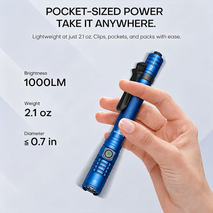 Tactical Penlight 1200 Lumen EDC Flashlight, High-Brightness Torch with Tail Switch Multi-Mode, Slim Pocket Light for Everyday Carry