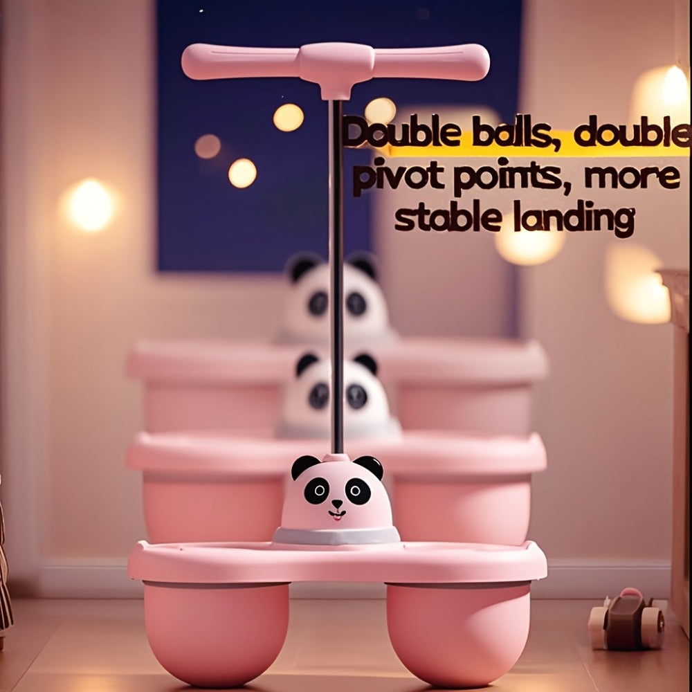 Kids Cartoon Panda Jumping Ball with Handle, Double Bouncy Ball Balance Training Toy, 24.6" Size