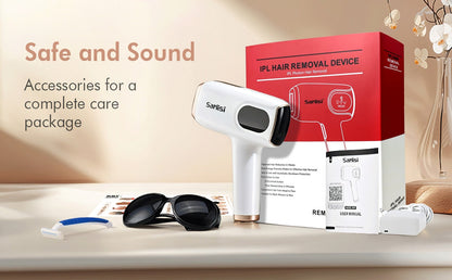 Sarisili AI01-12 IPL Hair Removal Device with Cooling Contact Area, Nine Levels and Manual or Auto Modes