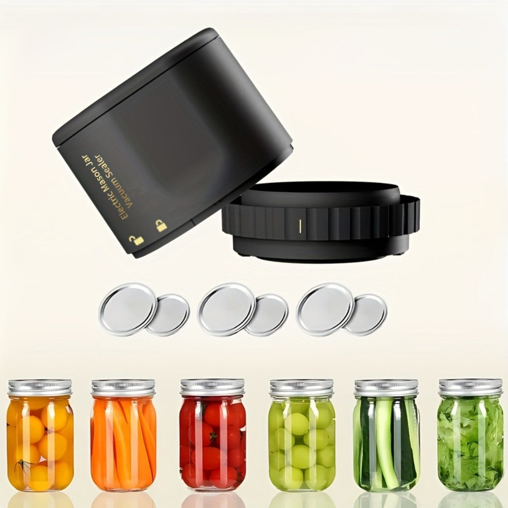 Electric Mason Jar Sealer One-Touch Vacuum Seal - 2025 New Model Jar Sealer Kit with Wide Mouth & Regular Mouth Lids