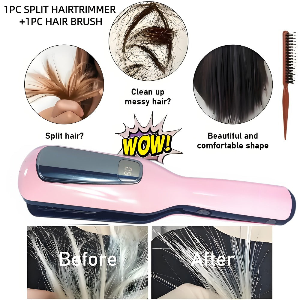 Split End Hair Trimmer for Women Portable Rechargeable Electric Hair Clipper for Split End Removal – 500mAh USB Charging Compact Pink Hair