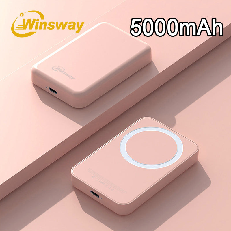 Power Bank Magnetic 5000mAh Mini with Wireless Charging, PD, QC3.0 and Eight Colors for Travel