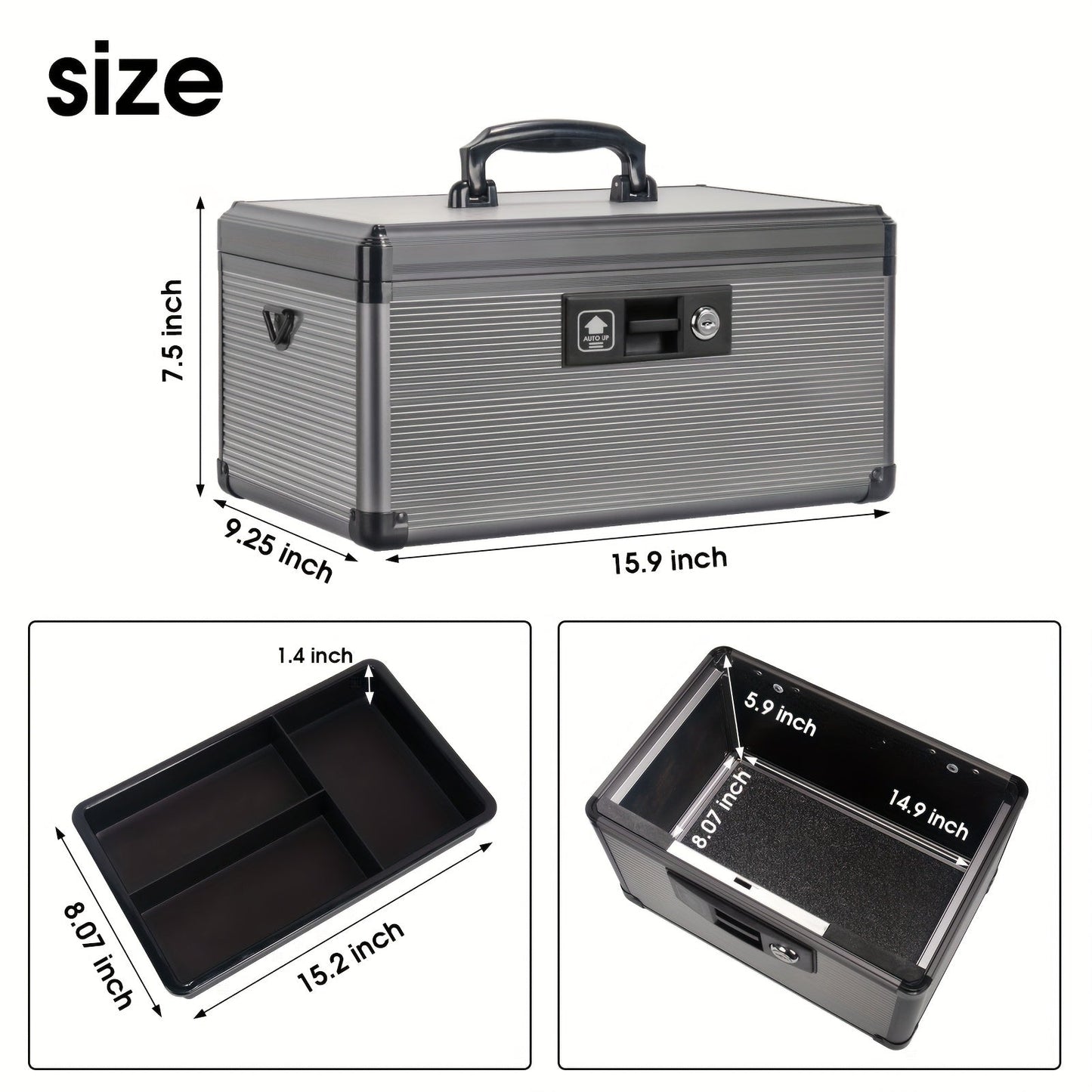 Aluminum Alloy Lockable Medicine Box – Double Layer Large Capacity Storage Box with Key Lock, Handle & Tray for Medicines