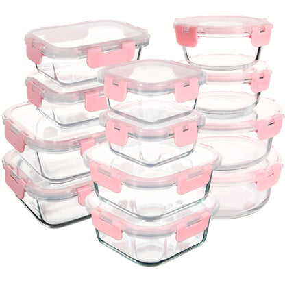 Glass Food Storage Containers with Airtight Lids – Borosilicate Glass Meal Prep Containers Set, Microwave Dishwasher Freezer Safe