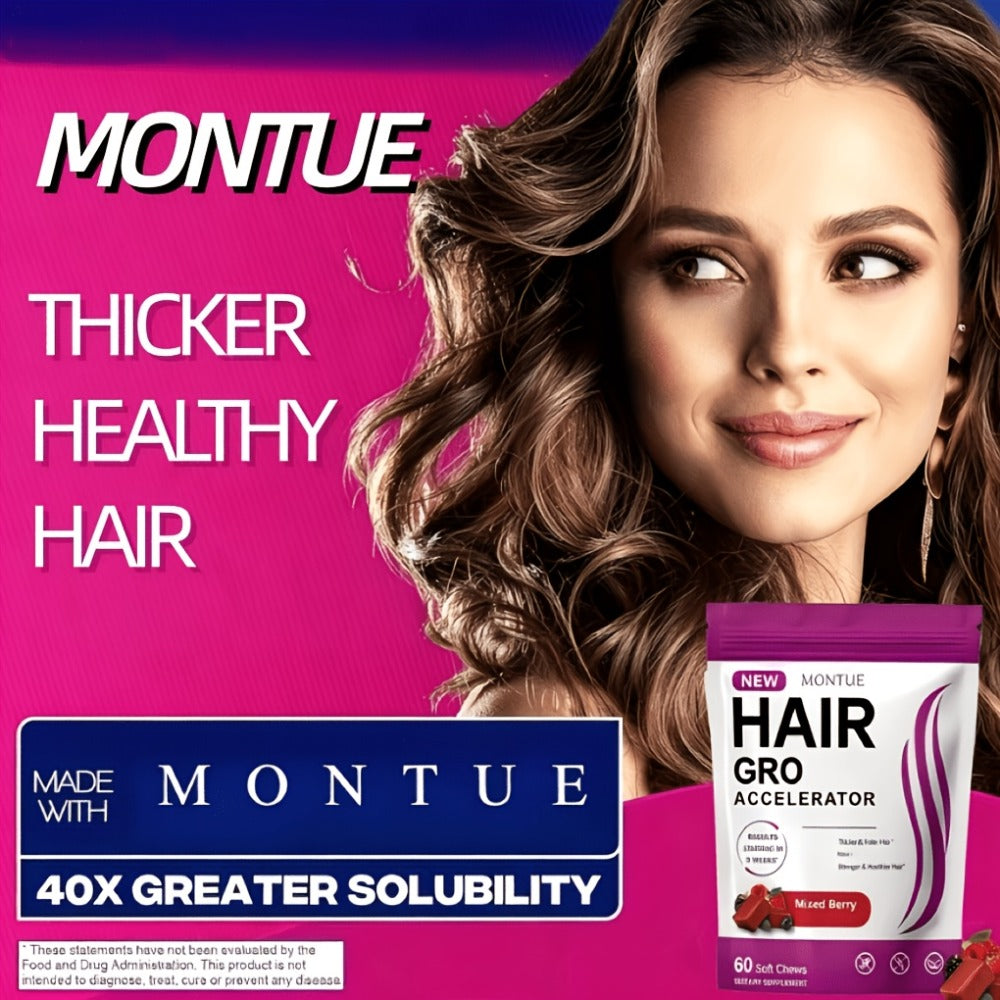 MONTUE Biotin Hair Gummies with Arginine, Vitamin C & Vitamin E, Daily Hair Nourishment Supplement for Women