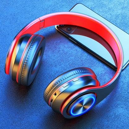 LED Light Over-Ear Wireless Headphones Deep Bass Subwoofer, Active Noise Cancelling Foldable Headset Bluetooth 5.3