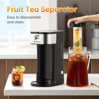 Iced Tea & Coffee Maker 3 QT Pitcher with Reusable Filter Basket, Adjustable Brew Strength, Cold Brew Machine for Iced Tea
