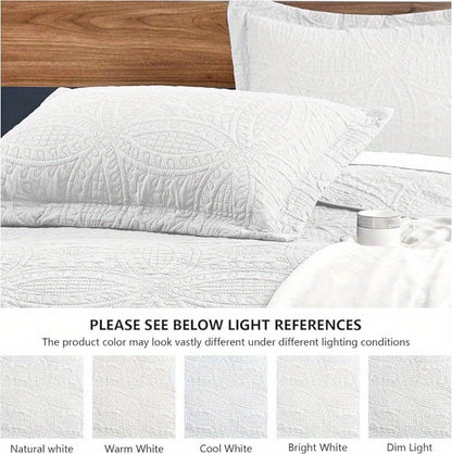 Quilt Set 3 Piece Lightweight Microfiber Bedspread with Pillow Shams – Coin Pattern Coverlet All Season Soft Bed Quilt Full Queen King