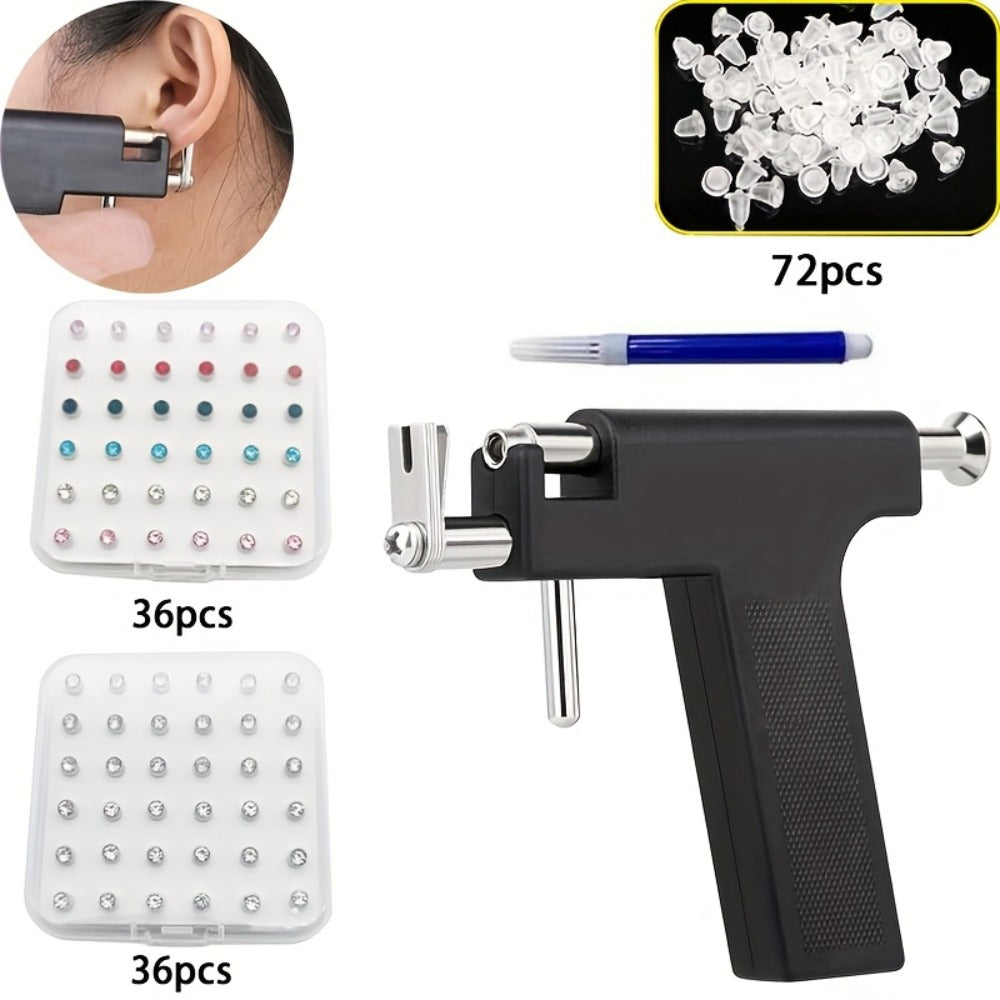 Ear Piercing Tool Set Reusable - Safe Ear Piercing Kit with Ear Studs, Professional Piercing Gun for Home & Salon Use