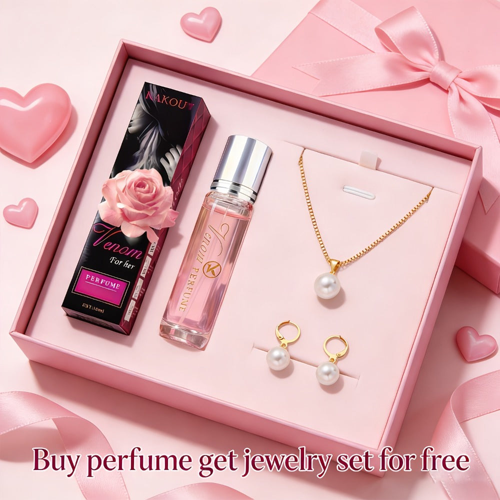 Pheromone Perfume & Jewelry Gift Set for Women 6-8 Hours - 2 Piece Fragrance Accessory Bundle for Bath Time, Home Spa and Personal Care