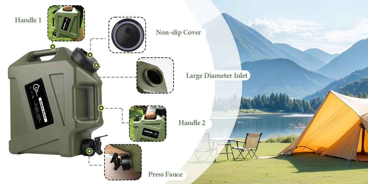 Water Storage Container with Spigot 2 Handles BPA Free PVC Collapsible Water Jug for Camping Outdoor RV Hiking Emergency Survival Portable