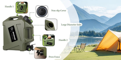 Water Storage Container with Spigot 2 Handles BPA Free PVC Collapsible Water Jug for Camping Outdoor RV Hiking Emergency Survival Portable