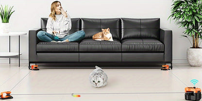 Interactive Cat Toy Auto & Remote Control – Electric Feather Mouse Lure Coursing Machine with DIY Track, Mouse Sounds, Auto Timer