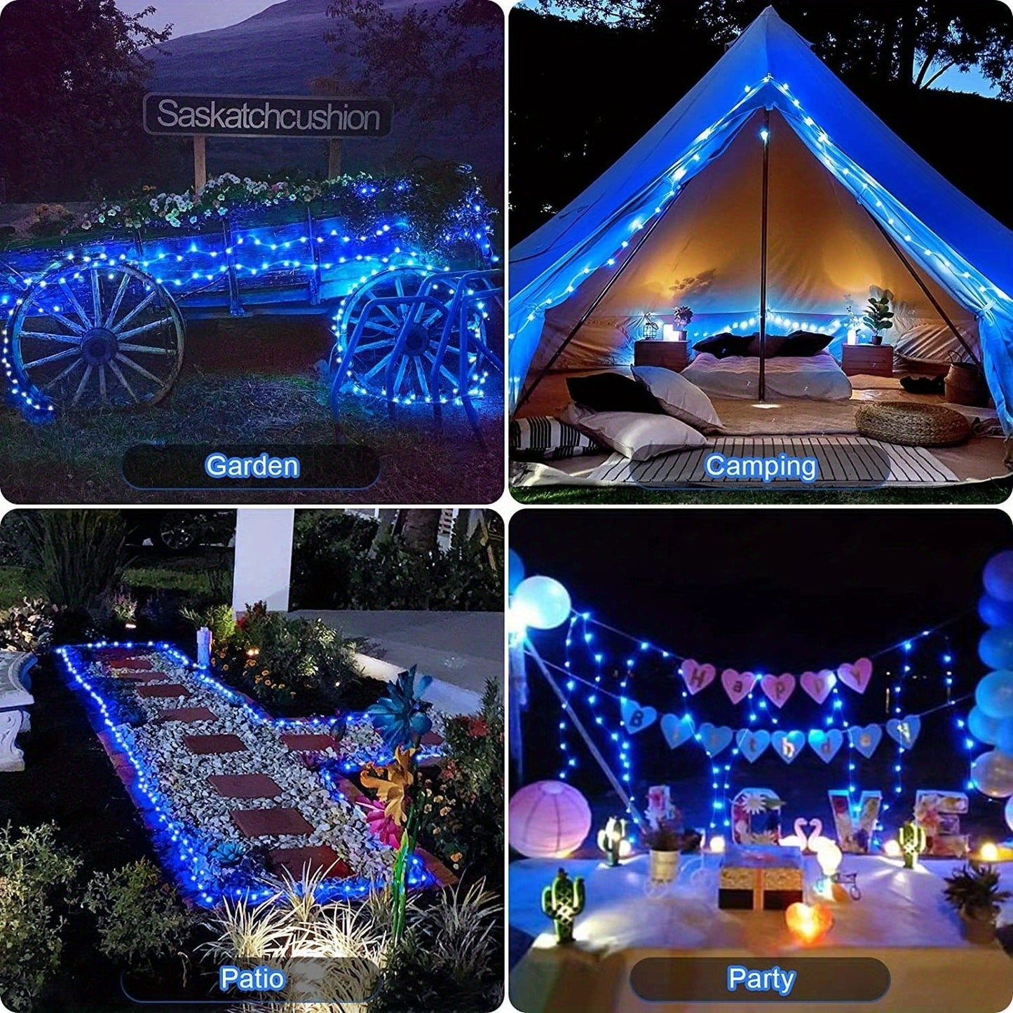 Two-Pack Solar Fairy String Lights, 104 Feet with 300 LEDs, Flexible Wire and Three Color Options