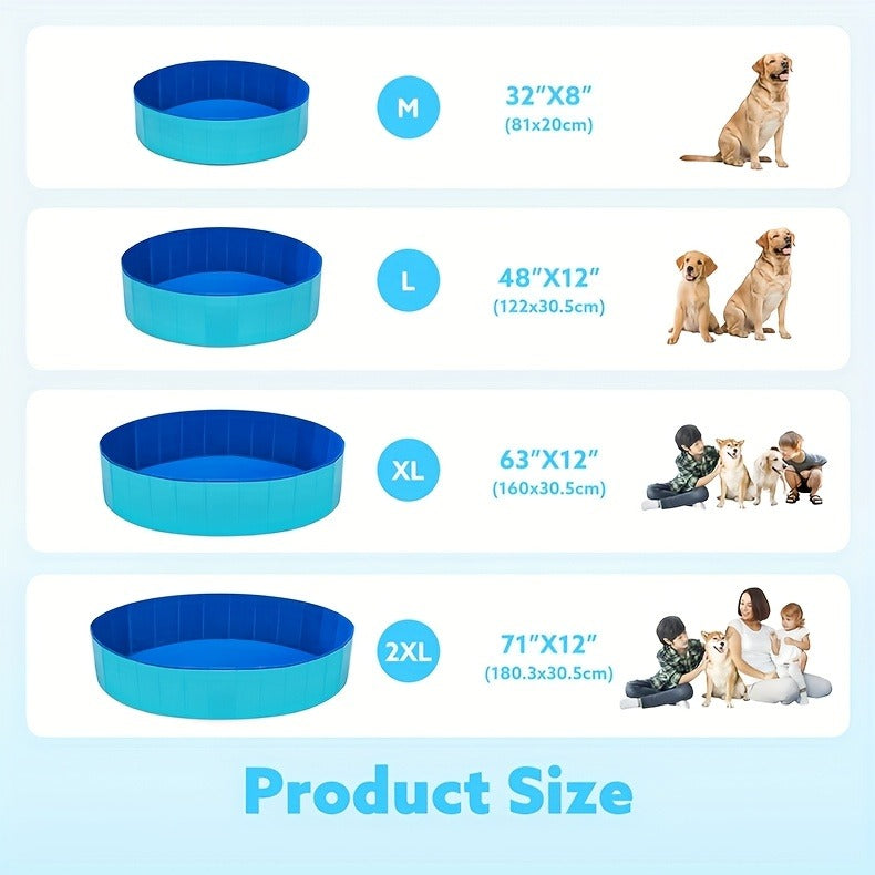 Foldable Dog Pool, Portable Hard Plastic Pet & Kids Swimming Pool, Anti-Slip Collapsible Bathtub for Indoor Outdoor Backyard Use