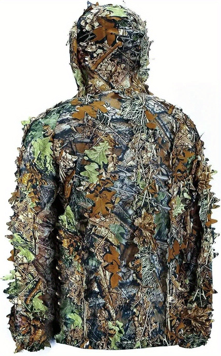 Ghillie Suit 3D Camo Hunting Set – Lightweight Breathable Hooded Camouflage Jacket & Pants for Deer Hunting Sniper Airsoft & Wildlife