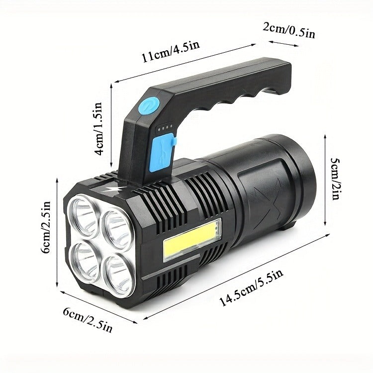 Flashlight 6-Pack Rechargeable Hand Torch Set with Main Beam, COB Side Light and Power Display