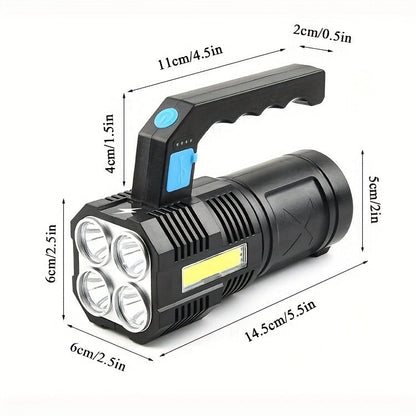 Flashlight 6-Pack Rechargeable Hand Torch Set with Main Beam, COB Side Light and Power Display