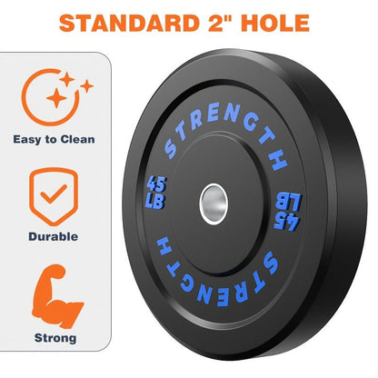 Black Olympic-Style Weight Plates with Colored Weight Markings in 10, 15, 25, 35 or 45 lb Options
