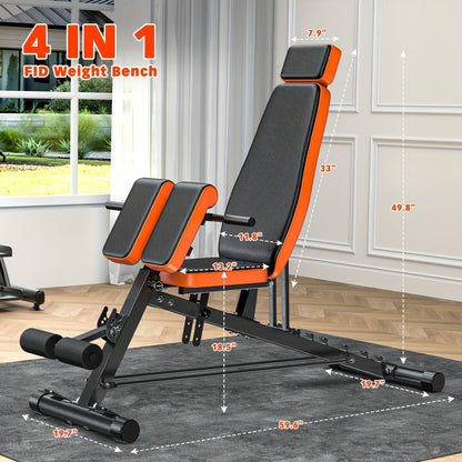 14-in-1 Adjustable Weight Bench Foldable – 770lb Capacity, Multi-Function Full Body Strength Training, Space-Saving Design