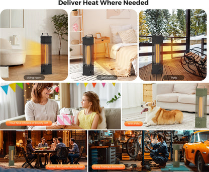 Electric Patio Heater 1400W 28", All-Around Radiant Heating with Tip-Over & Overheat Protection