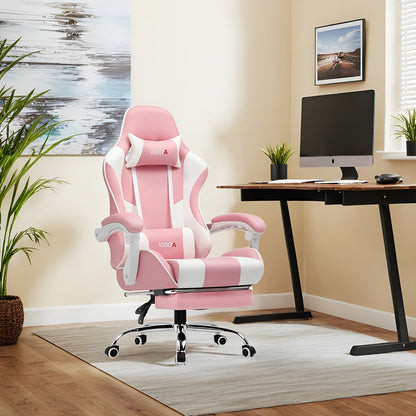 RGB Gaming Chair with LED Lights Footrest Ergonomic Gaming Chair with Massage Lumbar Support Reclining Video Game Chair for Adults Home