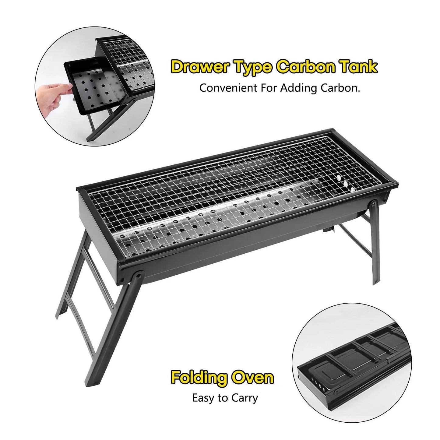 Portable Charcoal BBQ Grill Foldable – Lightweight Compact Outdoor Smoker Grill for Camping, Picnics, Hiking & Backyard Barbecue