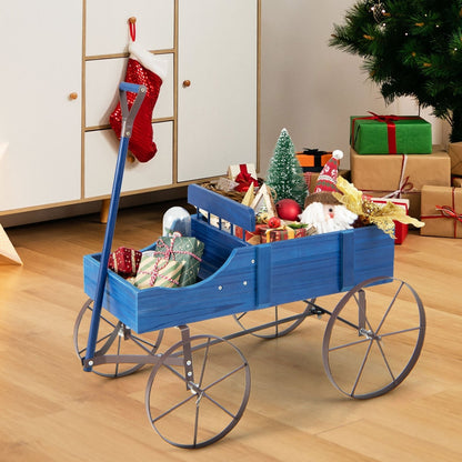 Wooden Flower Stand with 4 Wheels, Rolling Plant Trolley for Garden, Balcony & Terrace, for Garden, Patio and Yard Use