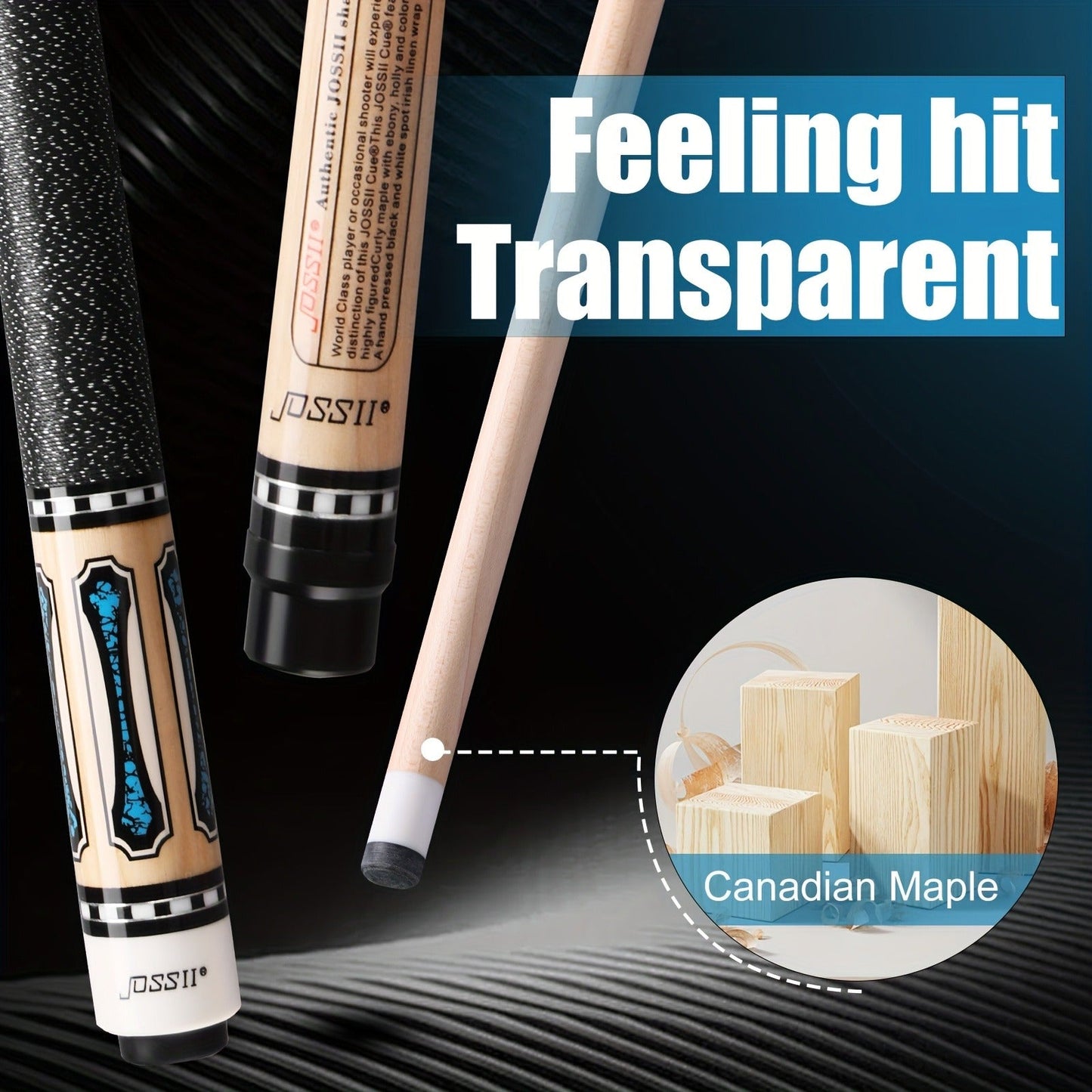 58-Inch Canadian Maple Pool Cue with 12.5mm Tip, Irish-Linen Wrap and Five SA-Series Design Codes