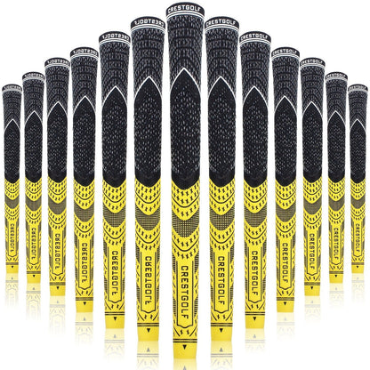 Midsize Golf Grips Set 13 Pack – All Weather Hybrid Rubber Golf Club Grips with Ecological Yarn Thread Technology, Multiple Colors